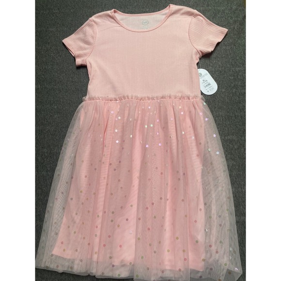 wonder nation Other - Wonder Nation Girls XL 14-16 Pink Frost Ribbed Tutu Dress Iridescent Polka Dot